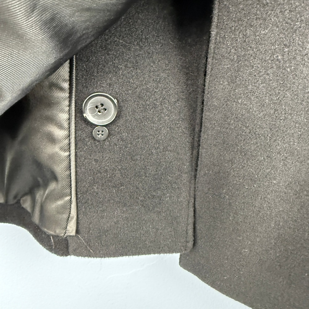 Cole Haan Mens Wool Cashmere Blend Car Coat Black‎ Lambskin Trim Size L Warm - Picture 12 of 13